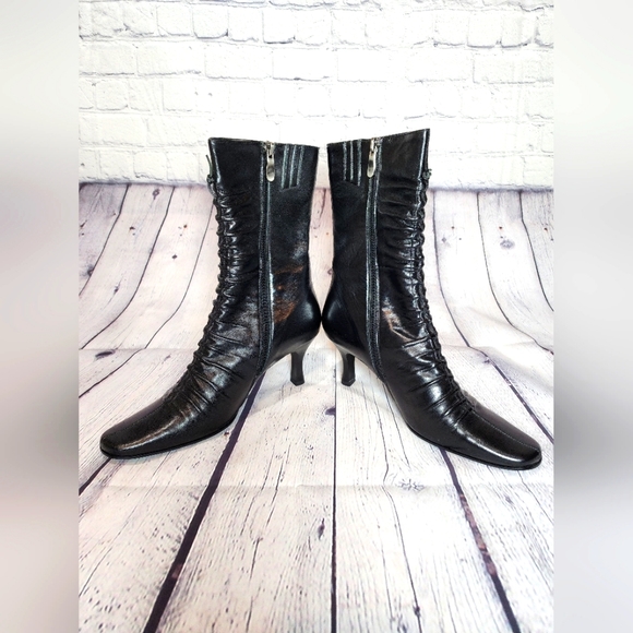 Smalto Black Mid-calf ruched boots, Size 38, Black - Picture 8 of 17